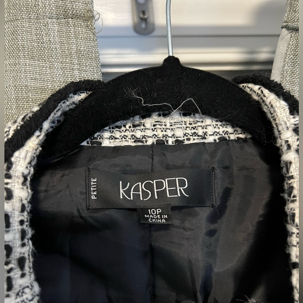 Kasper Black and White Tweed Blazer Coat - Picture 2 of 5